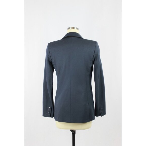 Aritzia TALULA Navy Blue Wool Twill Double Breasted Peak Lapel Blazer, Size 2 - Picture 3 of 15